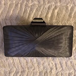 Sandra Roberts Mini Quilted Satin Box Clutch Grey